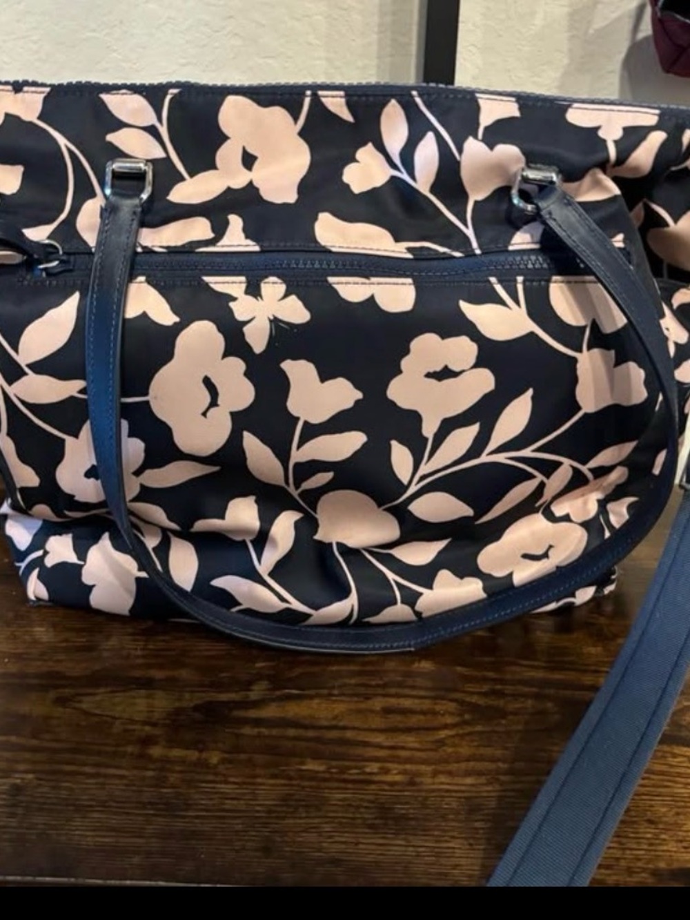 kate spade Navy and Light Pink Floral Baby Tote - Picture 2 of 3